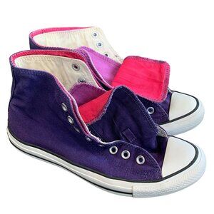Converse Purple Two Fold Double Upper Canvas Hi Tops CTAS Uni M7.5 W9.5 132445F